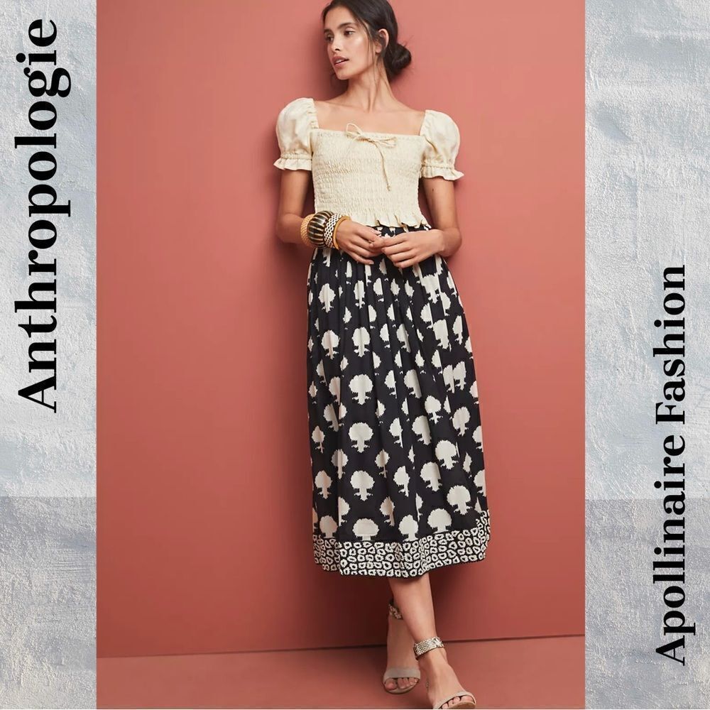 ANTHROPOLOGIE BY PAYAL JAIN EMBLEMATIC MIDI SKIRT BLACK MOTIF SIZE 6 NEW